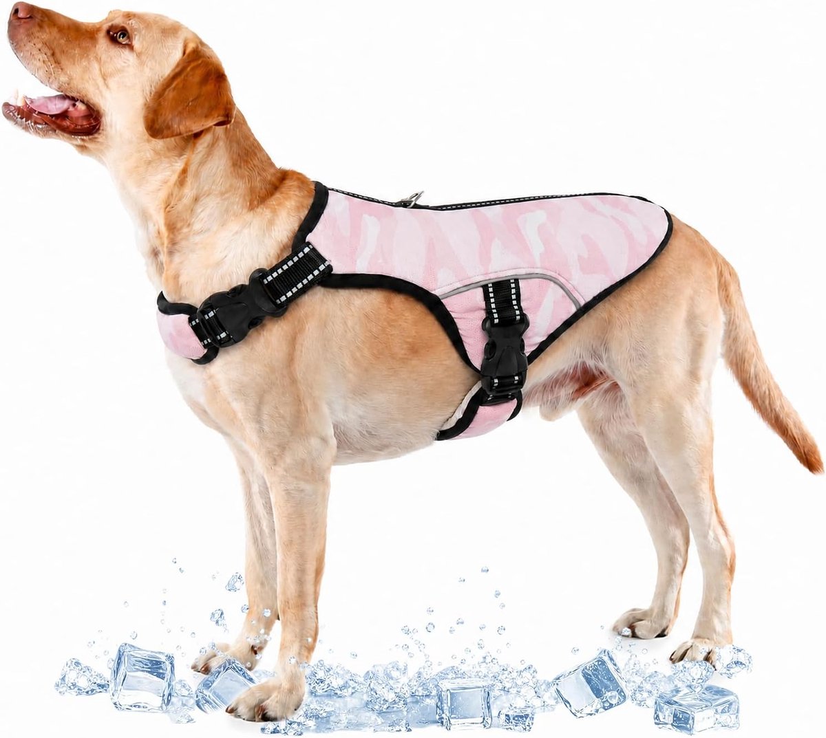 Koelvest voor honden, hondenkoeljas, zomer, veiligheidsvest, ademend en reflecterend, voor kleine, middelgrote en grote honden, koeljas, activiteiten, buiten, wandelen, training (roze, 2XL)