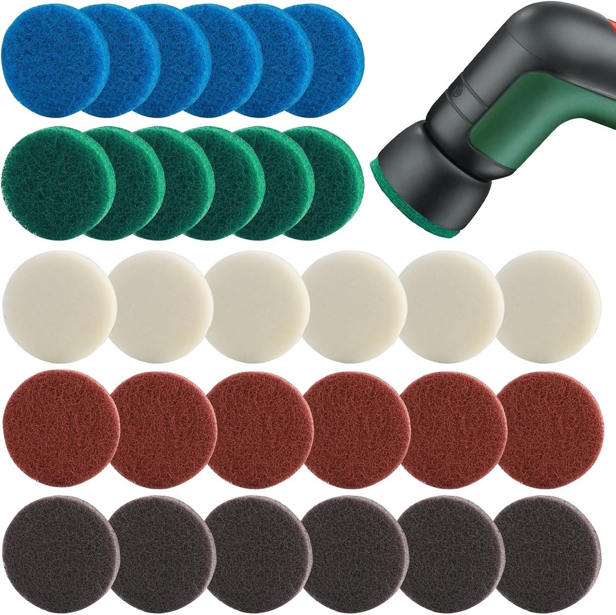 Set van 30 reinigingsborstels, reinigingskussen voor elektrische borstels, compatibel met Bosch Home / Garden 6033 elektrische reinigingsborstels | Elektrische reinigingsborstel, c