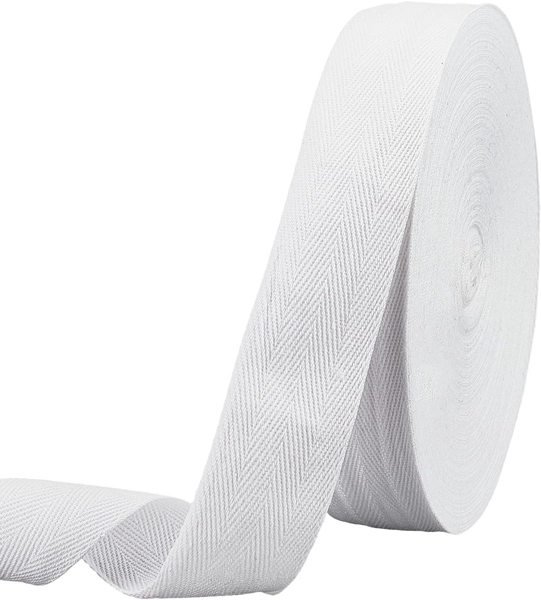 nbeads 45 m/katoenen lint, visgraatlint, katoen, 4 cm breed, plat visgraatkoord voor huisdecoratie, geschenkverpakking, naaien, doe-het-zelf, wit