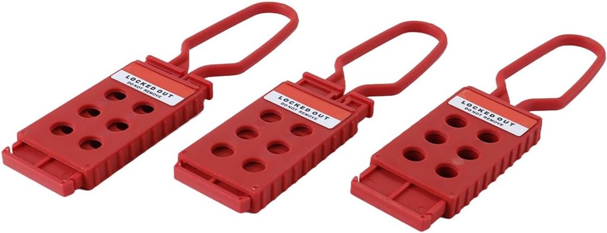 3 stuks Lock Out Tag Out Hasp - Rood, 6 gaten, fraudebestendig en slagvast voor de industrie en de chemie
