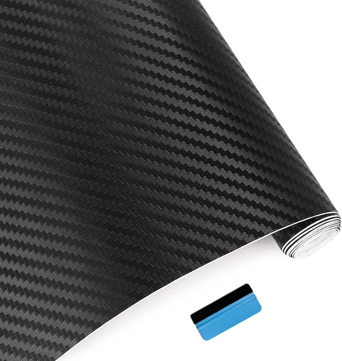 3D Carbon Fiber Vinyl Wrap Roll met Air Release Bubble Free Adhesive Film bevat installatiegereedschap (zwart, 45 cm x 150 cm)
