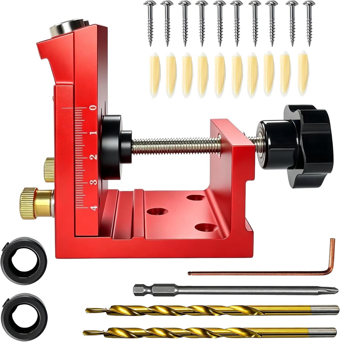 Hole Jig Set, Schuine Gaten Boormal voor Meubelmakerij met 2 Verstelbare Boorbits Pocket Hole Boormal Schuine Boormal voor Houtbewerking en Meubelmakerij Hulpmiddel voor Schuine Boren