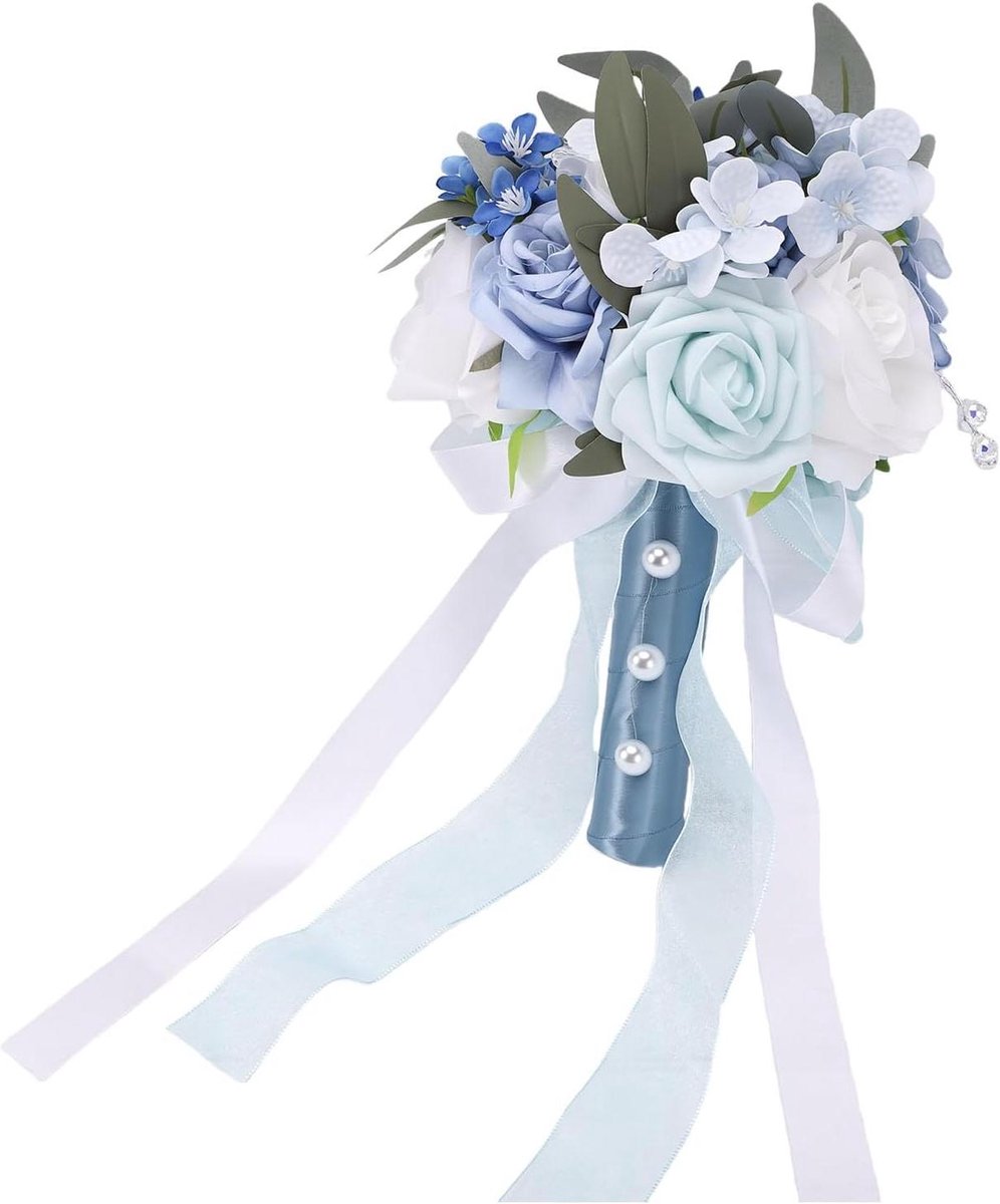 Kunstzijde Bruidsboeket - Decoratie Bloemen - Bruiloft Styling - Lichtgewicht Ontwerp - 30 cm Hoog - Multicolor