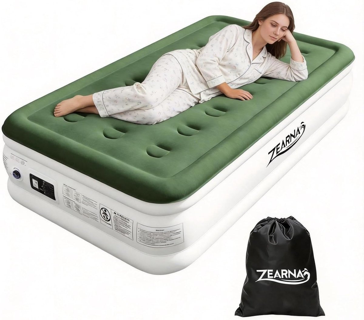 SnelShoppen - Zelfopblazend Luchtmatras voor 1 Persoon 190 x 100 x 46 cm met Elektrische Pomp, Waterdicht Flockoppervlak, Ruimtebesparend Logeerbed vo
