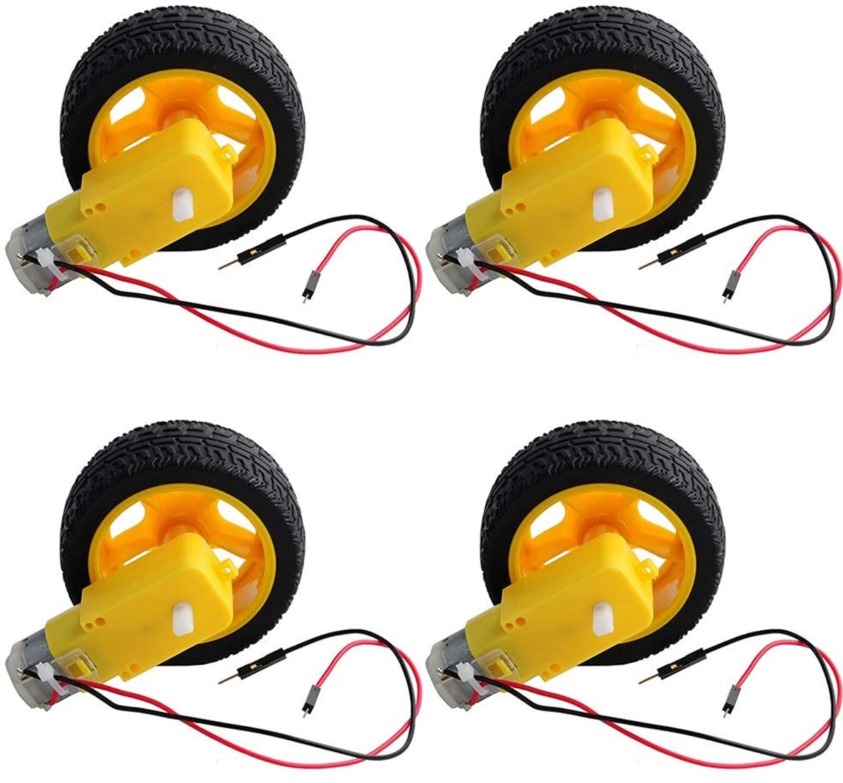 Mini DC Elektrische Gearbox Dual Shaft Geared TT Motor met Plastic Wielen voor Arduino 1:48 Slimme Auto Robot (4 Sets) - Ideaal voor Modelbouw en DIY Projecten