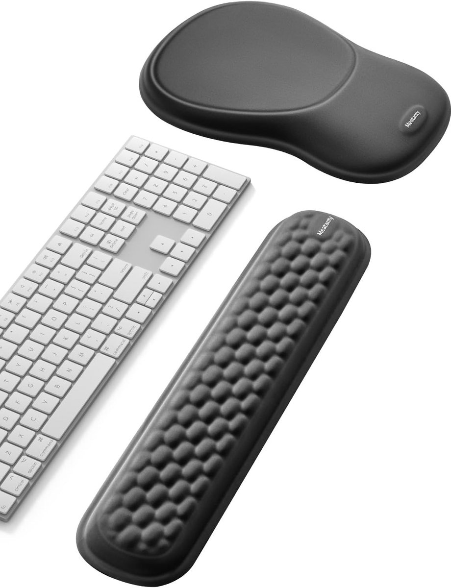 SnelShoppen - Toetsenbord- en muispolssteunset zwart | Traagschuim met zijdezachte hoes en antislip onderkant voor werk, studeren en gamen