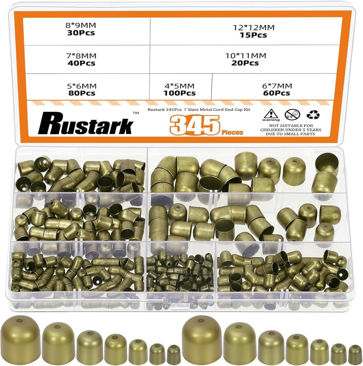 Assortiment van 345 Stuks Bronzen Kwast Eindkappen in 7 Maten voor Leer en DIY Sieraden Creaties
