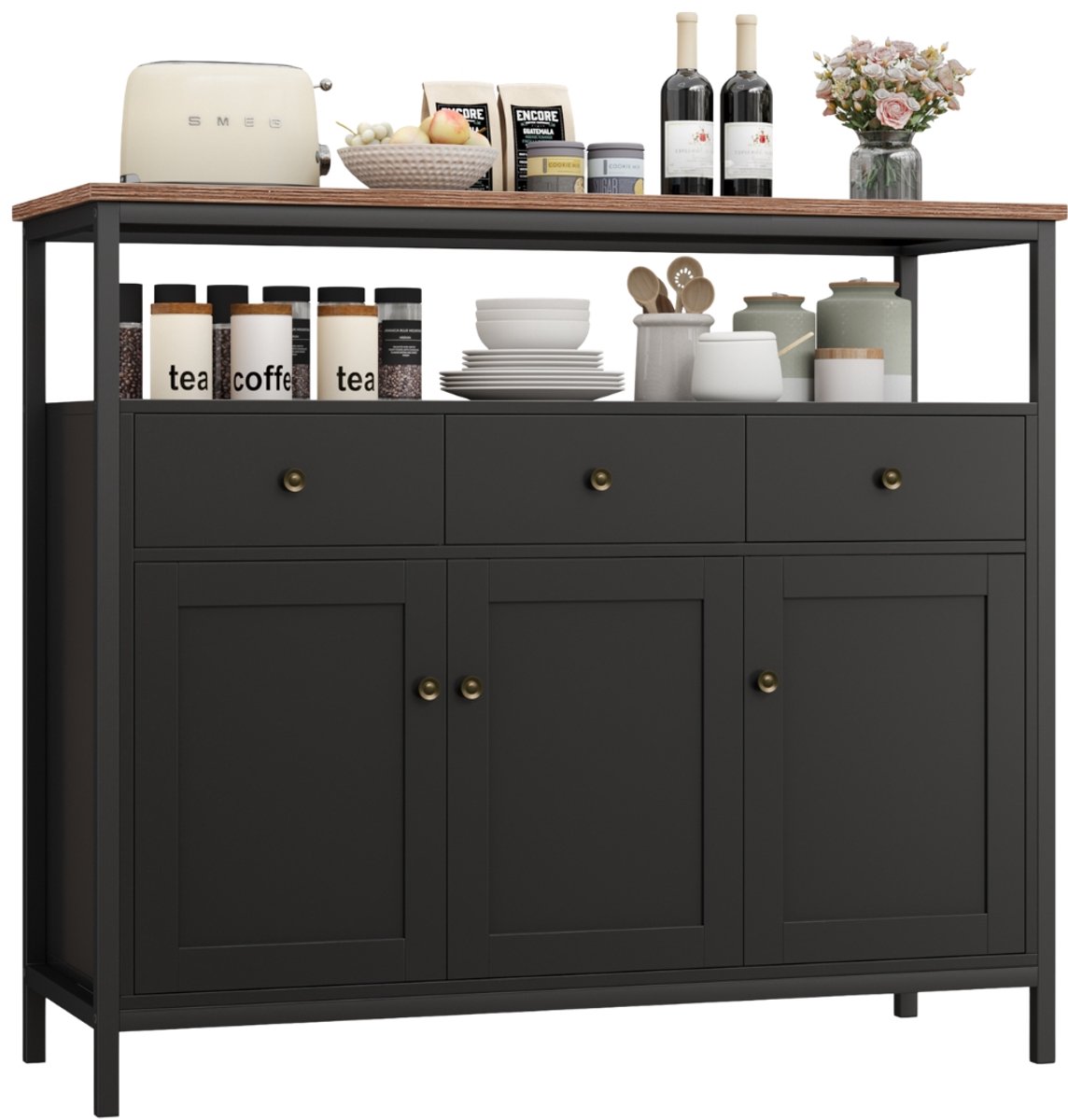 Sideboard – Voor Woonkamer of Keuken – Opslag & Buffet Stijl – Wit MDF 108x38x98,5 cm