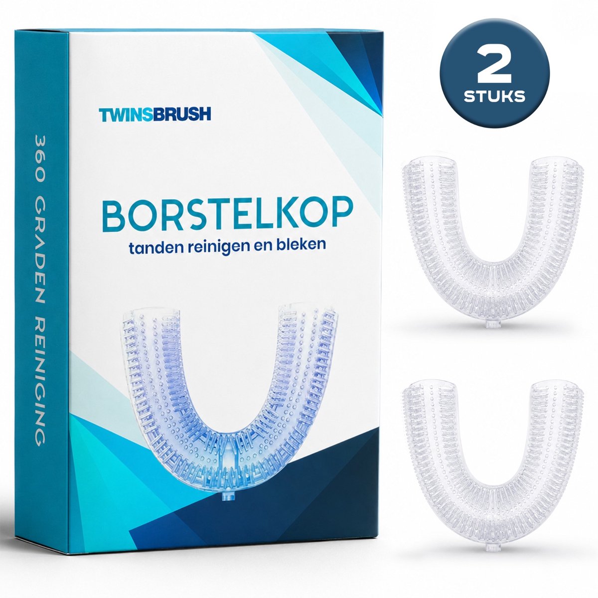 Twinsbrush Opzetborstel u vorm - 2 stuks - tandenborstel - u vorm - Siliconen mondstuk - wit