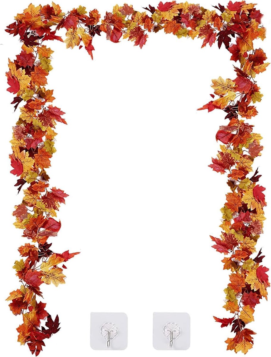 Herfstslinger 1,75 m - kunstbladeren - esdoornbladeren - voor sfeervolle herfstdecoratie - ShopVlot