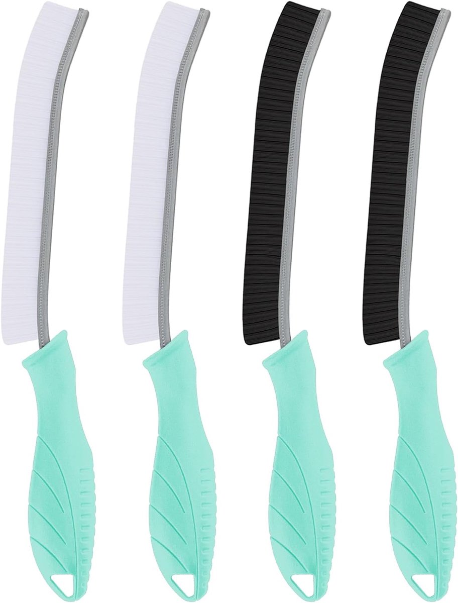 Reinigingsborstel, voegenreinigingsborstel, toiletborstel, harde haren, hoekreinigingsborstel voor huishouden, badkamer, keuken, wastafel, voegmortel (4, mint)