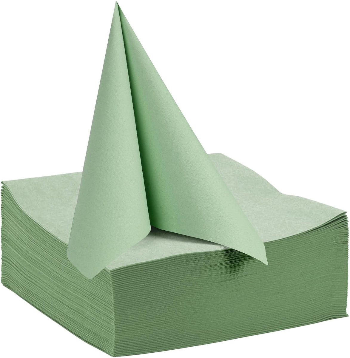 50 stuks saliegroene papieren servetten 40 x 40 cm, 2-laags groene servetten wegwerpfeest, vierkant tissuepapier voor bruiloft, verjaardag, babyshower, bruidsdouche