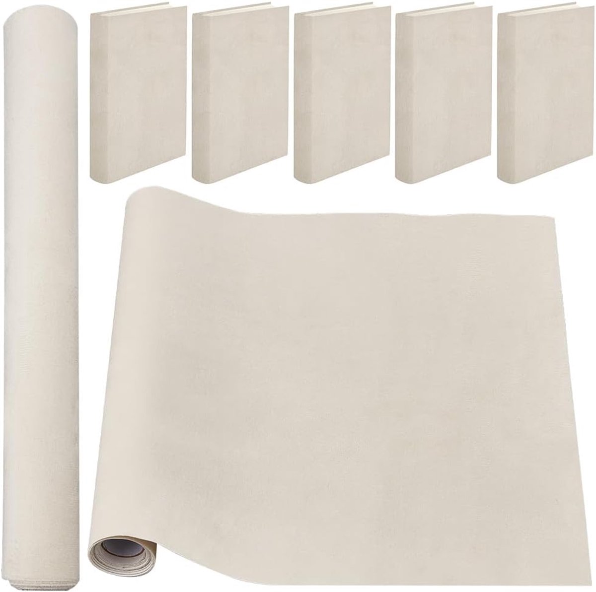 51 x 11,8 inch Fluwelen Boekdoek voor Boek Binding Stof Oppervlak Papier Backed Boekomslag Notebook Wraps Crème Wit Boek Bekleding Protector Boekbinden Benodigdheden voor Boeken Album DIY