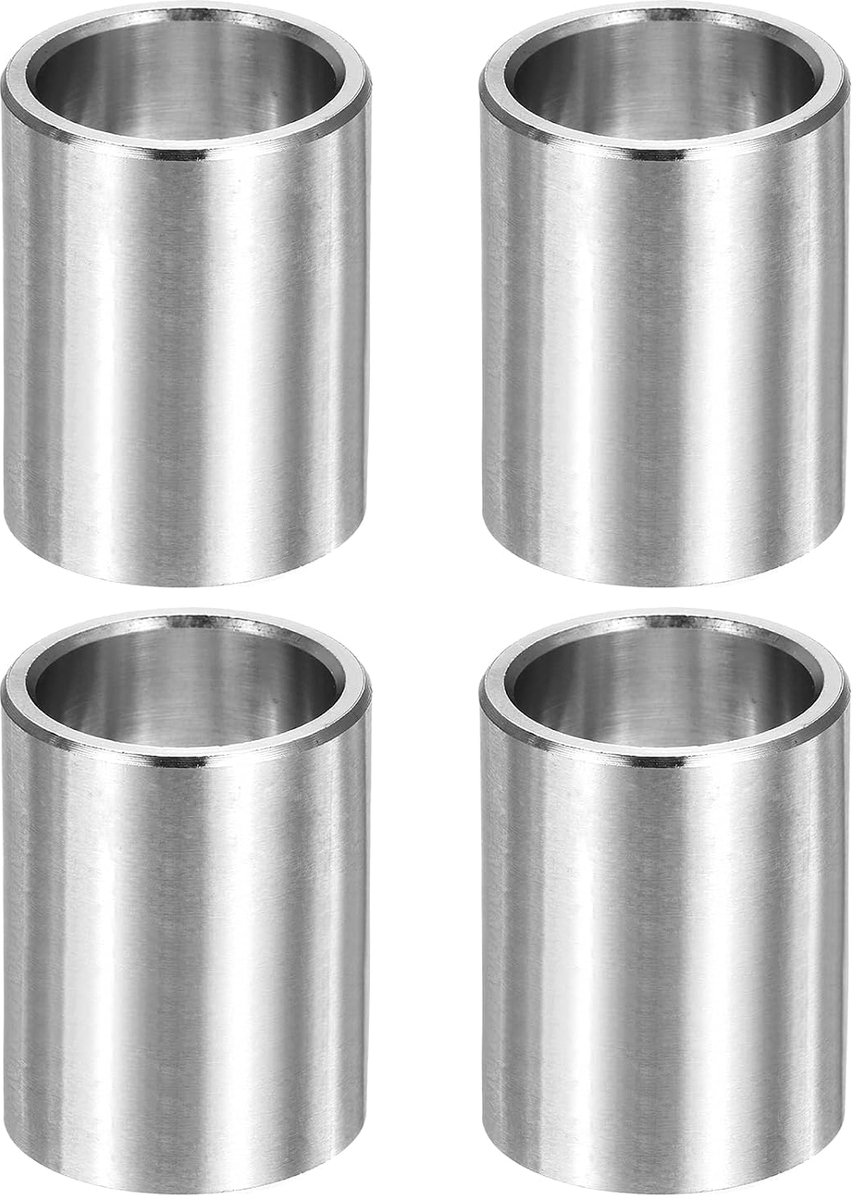 4 stuks metalen sluitringen, 20 mm ID x 25 mm OD x 35 mm lengte, metalen sluitringen, zonder schroefdraad, hulzen, gladde afwerking, afstandhouders van roestvrij staal, geschikt voor M20