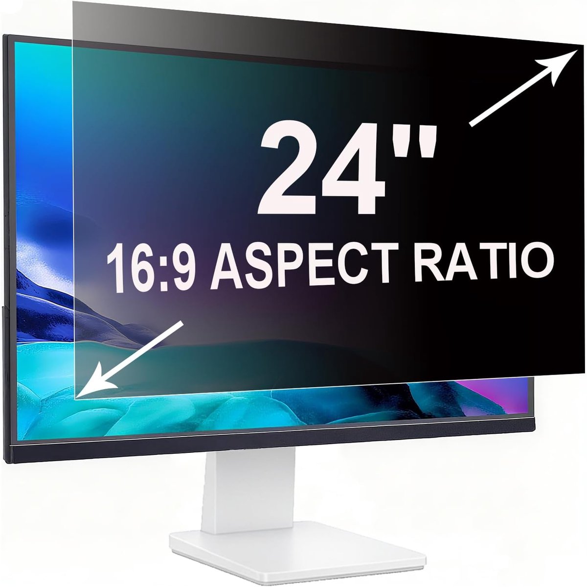 SnelShoppen - Privacyfolie 24 inch 16:9 (53,2x29,9cm) Monitor | Blauw Lichtfilter, Anti-Verblinding, Afneembaar Privacyfilter, Geschikt voor Vlakke en