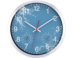 SnelShoppen - Outdoor Wandklok 30 cm Waterdicht zonder Tikkend Geluid met Thermometer en Hygrometer voor Tuin, Balkon en Camping - Modern Metalen Kwar