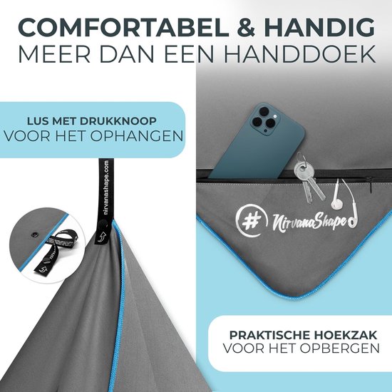 Microvezel Handdoeken - Reishanddoeken Sporthandoeken - Licht Reizen - Super Absorberend Sneldrogend - Set XL+S - Grijs Blauwe — afbeelding 5