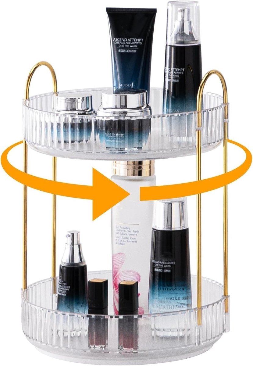Dressing Tafel Make-up Organizer met 360° Rotatie, Grote Capaciteit voor Huidverzorging en Cosmetica, Ideaal voor Badkamer en Wastafel Gebruik