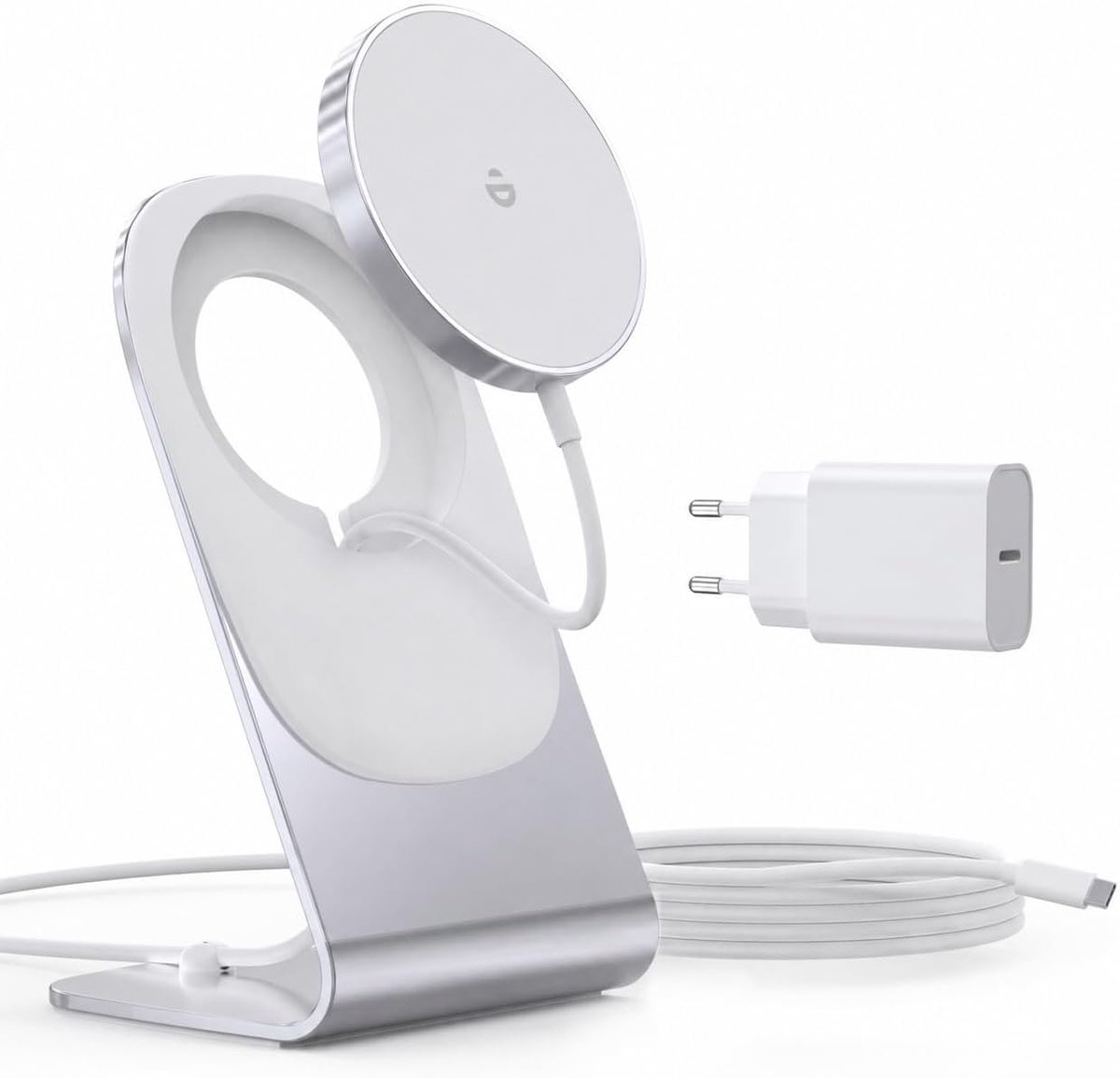 SnelShoppen - Draadloze Oplader, Inductieve Oplaadstation, Magneet Inductie Charger, Snelle Draadloze Oplader, Geschikt voor iPhone 12/13/14/15/16/17,