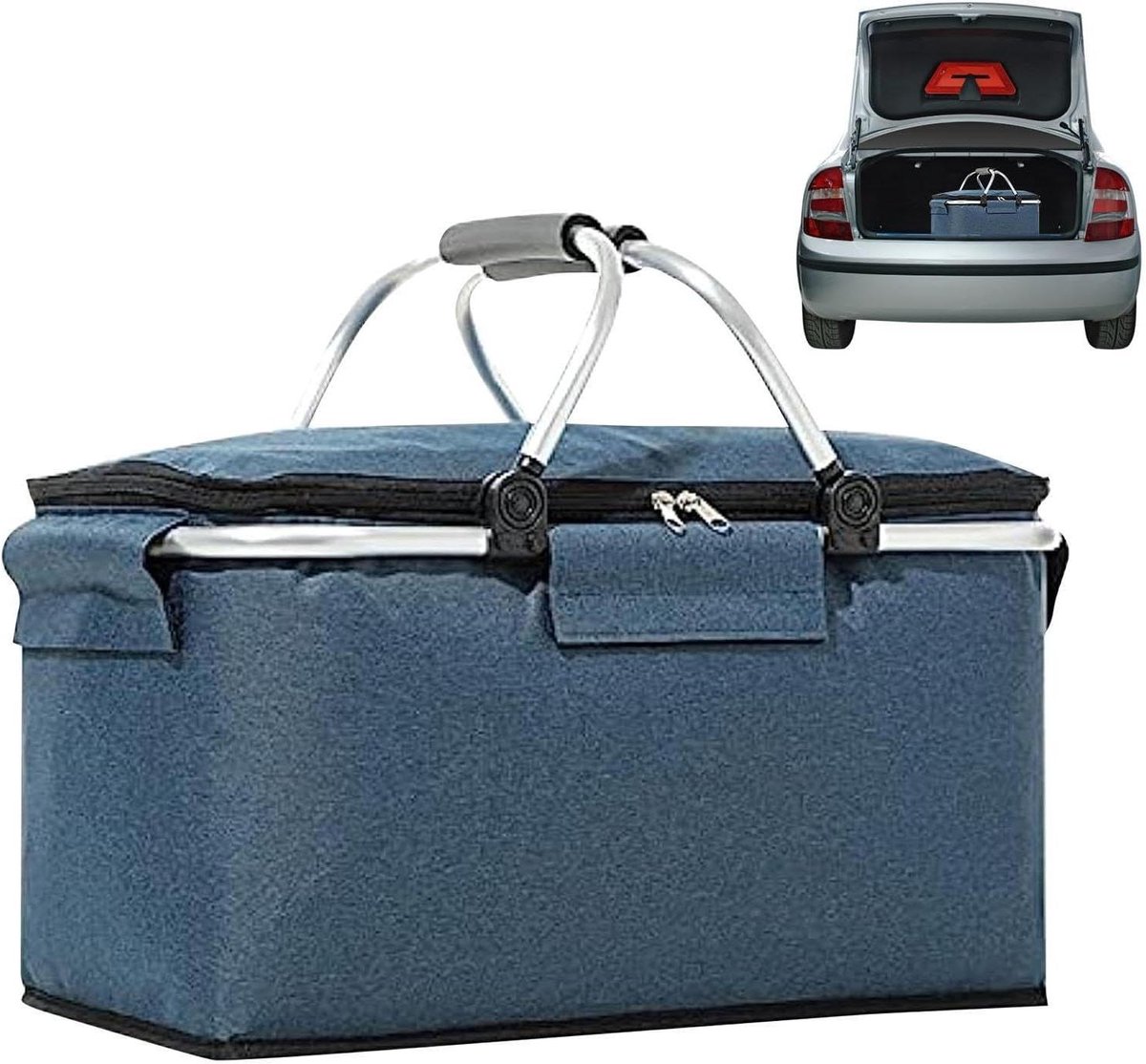 Koeltas Opvouwbaar - Picknickmand Isolatie - Boodschappen Vervoeren - Voedselveilig Materiaal - 26 Liter Capaciteit - Marineblauw
