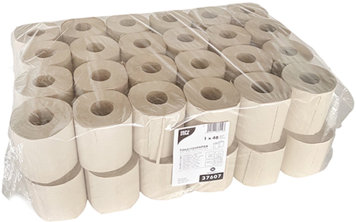 1x 48 Rollen Toiletpapier tissue 1-laags Ø 105 cm · 11 cm x 98 cm natuur 400 blad