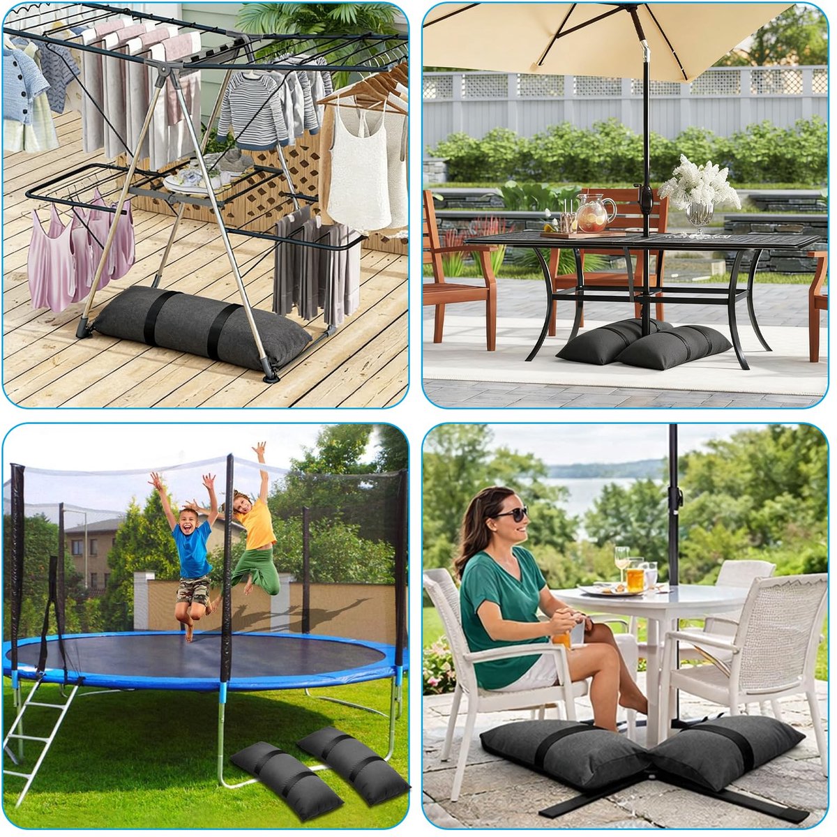 SnelShoppen - Zandzakken 2 Stuks, Verzwaarde Parasol Gewichten tot 25 kg, Outdoor, Paviljoen, Windbestendig voor Parasol, Tent, Trampoline, Tuinmeubel