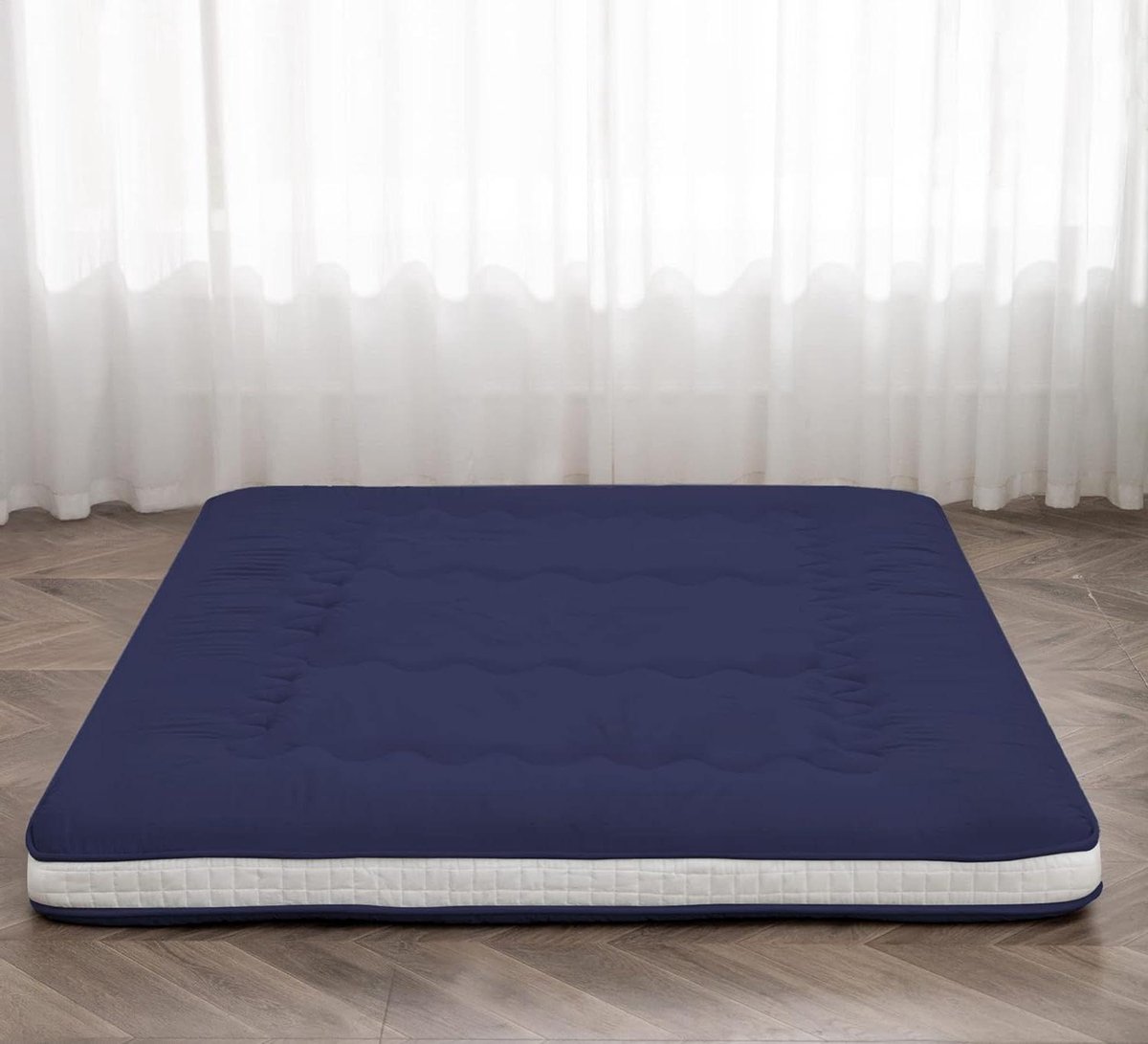 Japanse Futon Matras - Vloermatras Opvouwbaar - Comfortabel Slapen - Extra Dik Traagschuim - Twin - Marineblauw