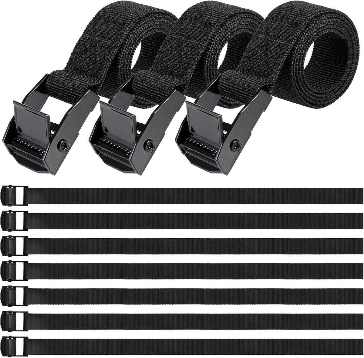 Spanbanden - Verstelbaar met Klemgesp - Voor Fiets Motor Bagage en Camping - Zwart 10 Stuks 65 cm