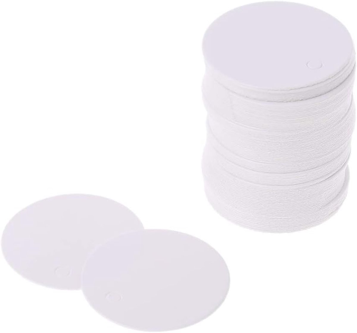 SnelShoppen - 100 Stuks Blank Kraft Papier Hang Labels - 4cm Rond - Wit - Perfect voor Bruiloften, Feesten, Cadeaus, Scrapbooking, Kerst, Babyshowers