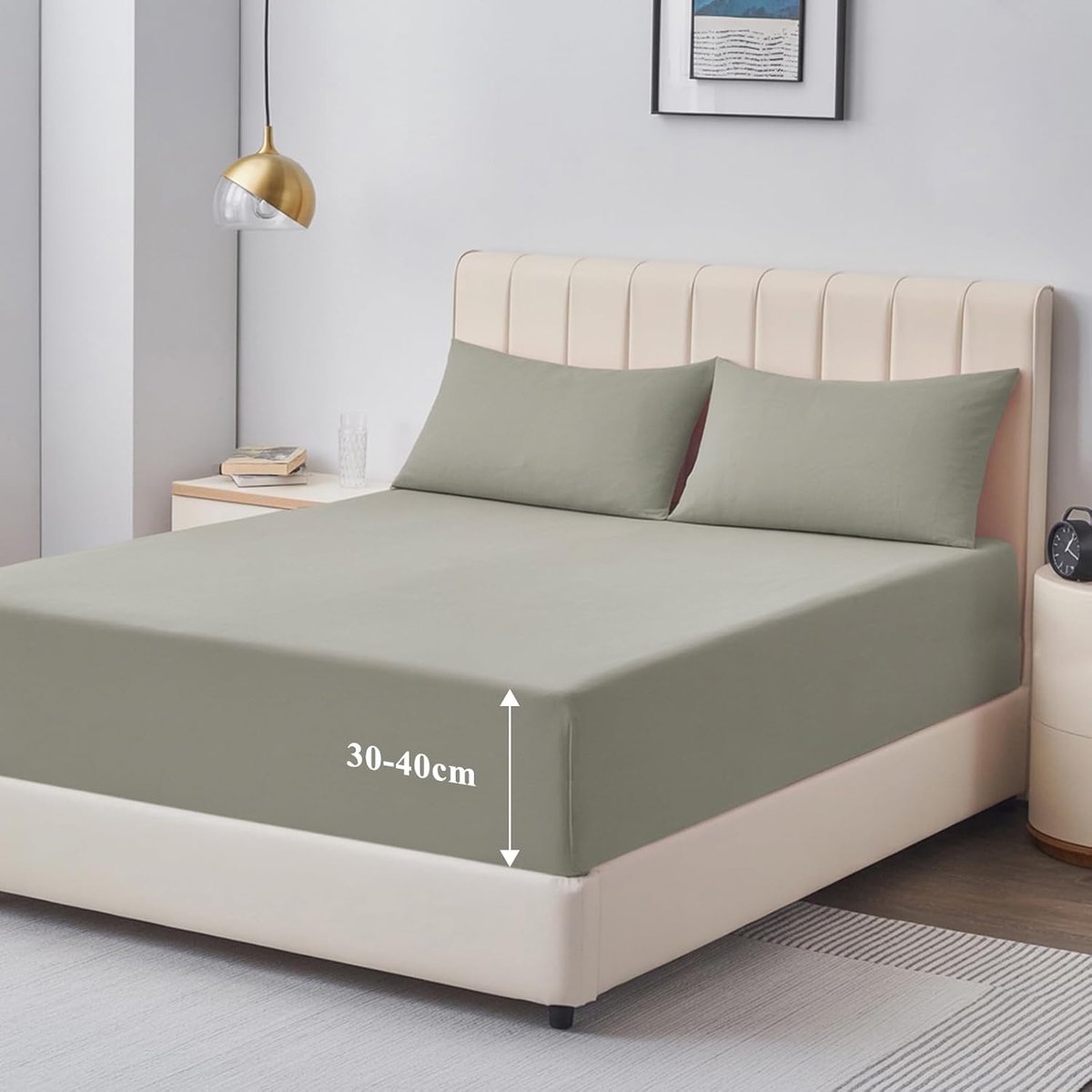 SnelShoppen - Fitted Sheet 160x200 cm Boxspring Bed - Taupe Microfiber Hoeslaken met 40 cm Hoekhoogte - Comfortabel & Ademend Bedlinnen