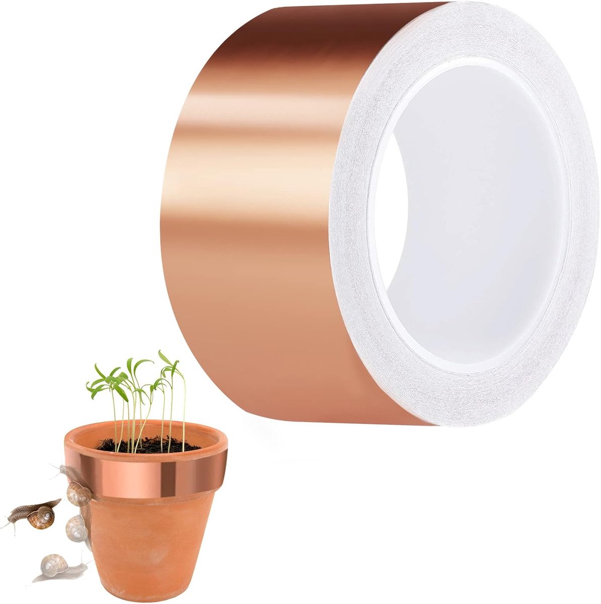 SnelShoppen - Zelfklevende Kopertape tegen Slakken 50 mm x 20 m voor Tuin, Balkon en Plantbescherming, Slakkenbestendig, Perfect voor Verhoogde Bloemb