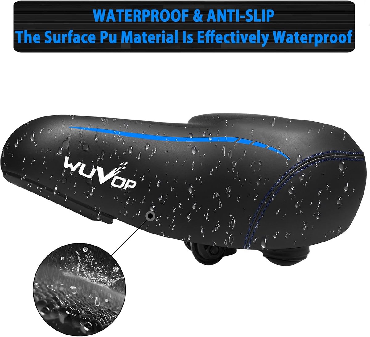 SnelShoppen - Fiets Zadel Kussen Ergonomisch Schokabsorberend Extra Breed Ademend Comfortabel Zadel voor Mannen Vrouwen Road Bike Urban Mountain Bike