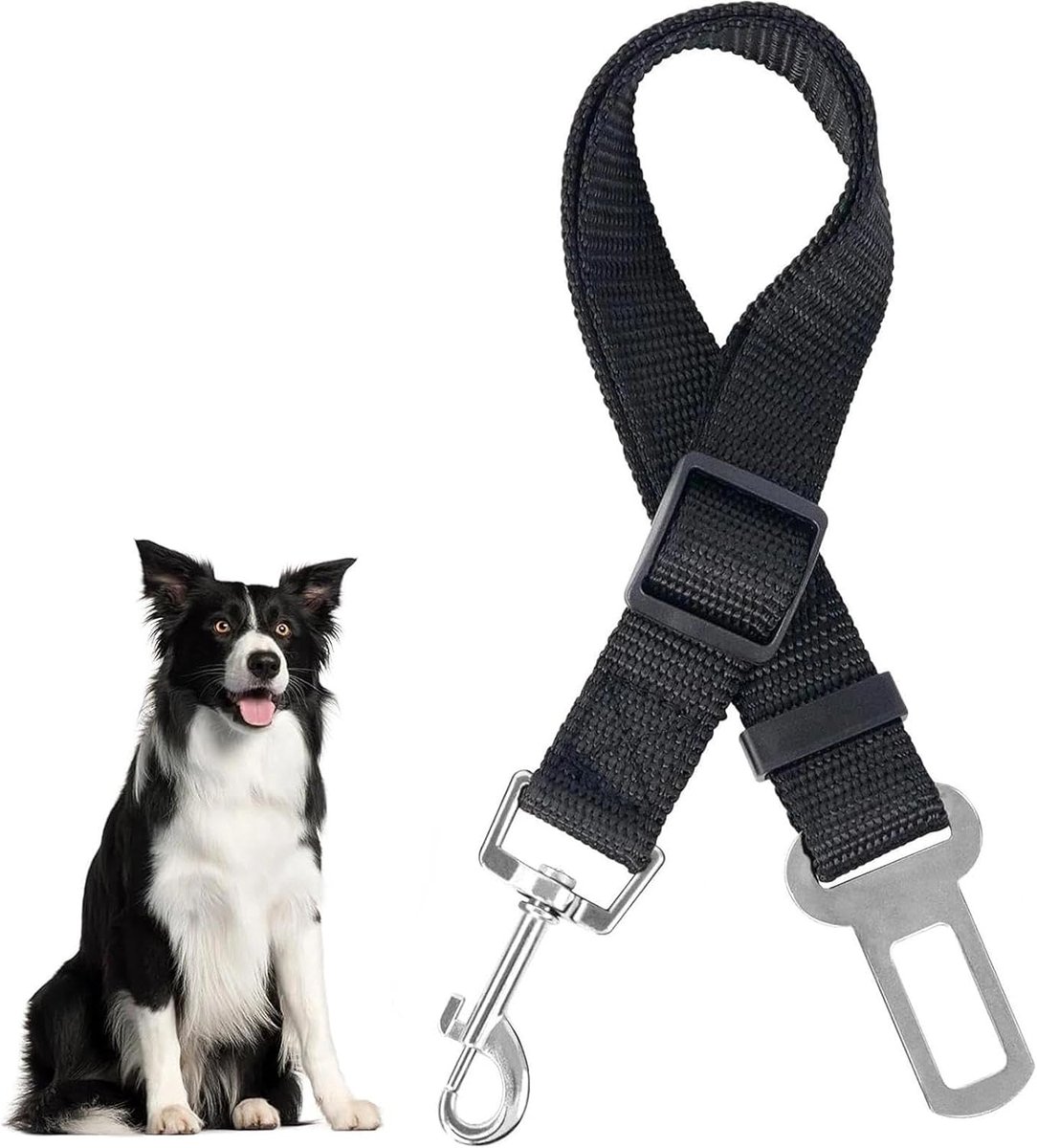 SnelShoppen - Hondentuig voor Auto, Hondenriem voor Auto, Verstelbare Hond Veiligheidsgordel, Geschikt voor Alle Hondenrassen en Katten, Zwart