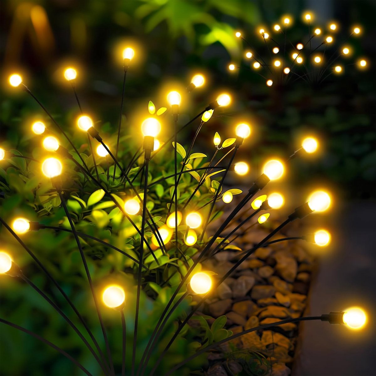 SnelShoppen - 4 Stuks Solar Tuinverlichting 40 LED Glühwürmchen, Waterdichte Buitenverlichting voor Tuin, Patio, Camping, Feest, Decoratie