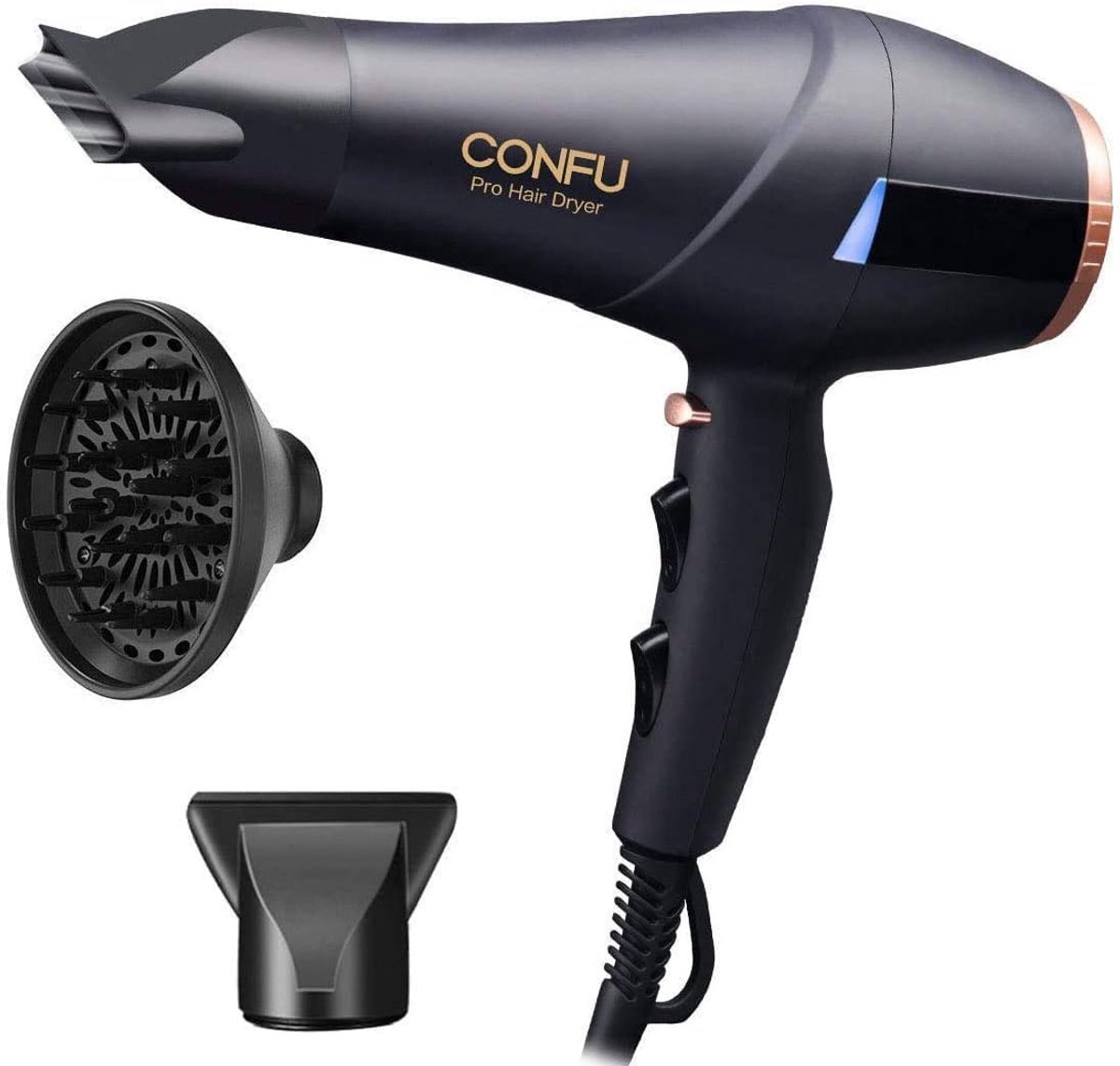 SnelShoppen - Professionele Föhn 2300W met Ion Technologie, Snelle Droogfunctie, Diffuser & Concentrator, 2 Snelheden, 3 Hitte-instellingen, Koelshot,