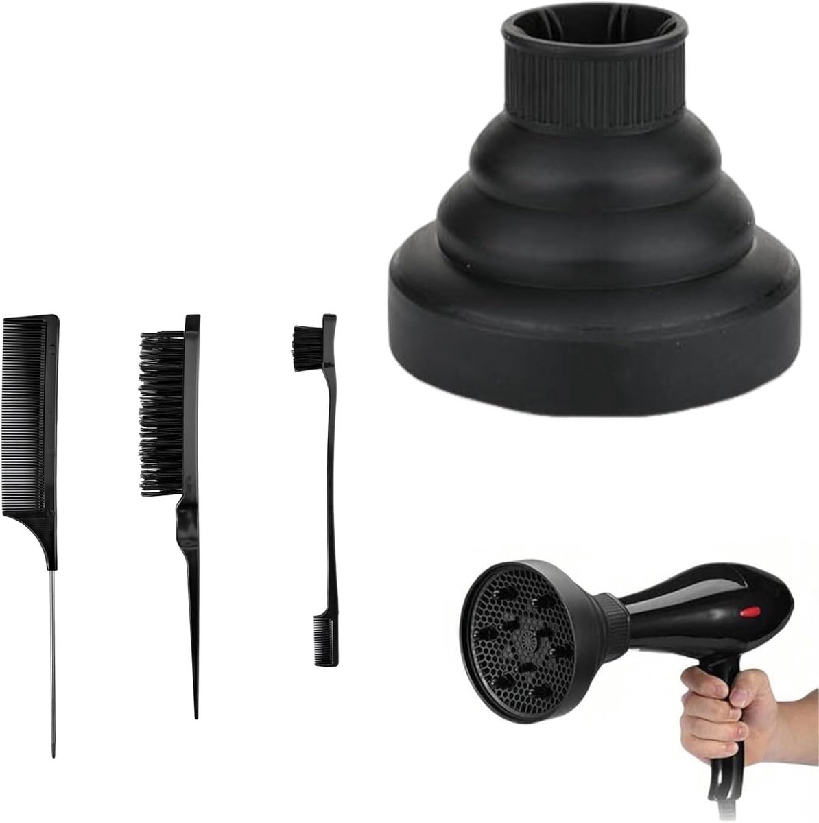 SnelShoppen - Universele Haardroger Diffuser, Siliconen Diffuser, Opvouwbare Haardroger Accessoire voor Natuurlijke Krullen en Golven, Ideaal voor Sty