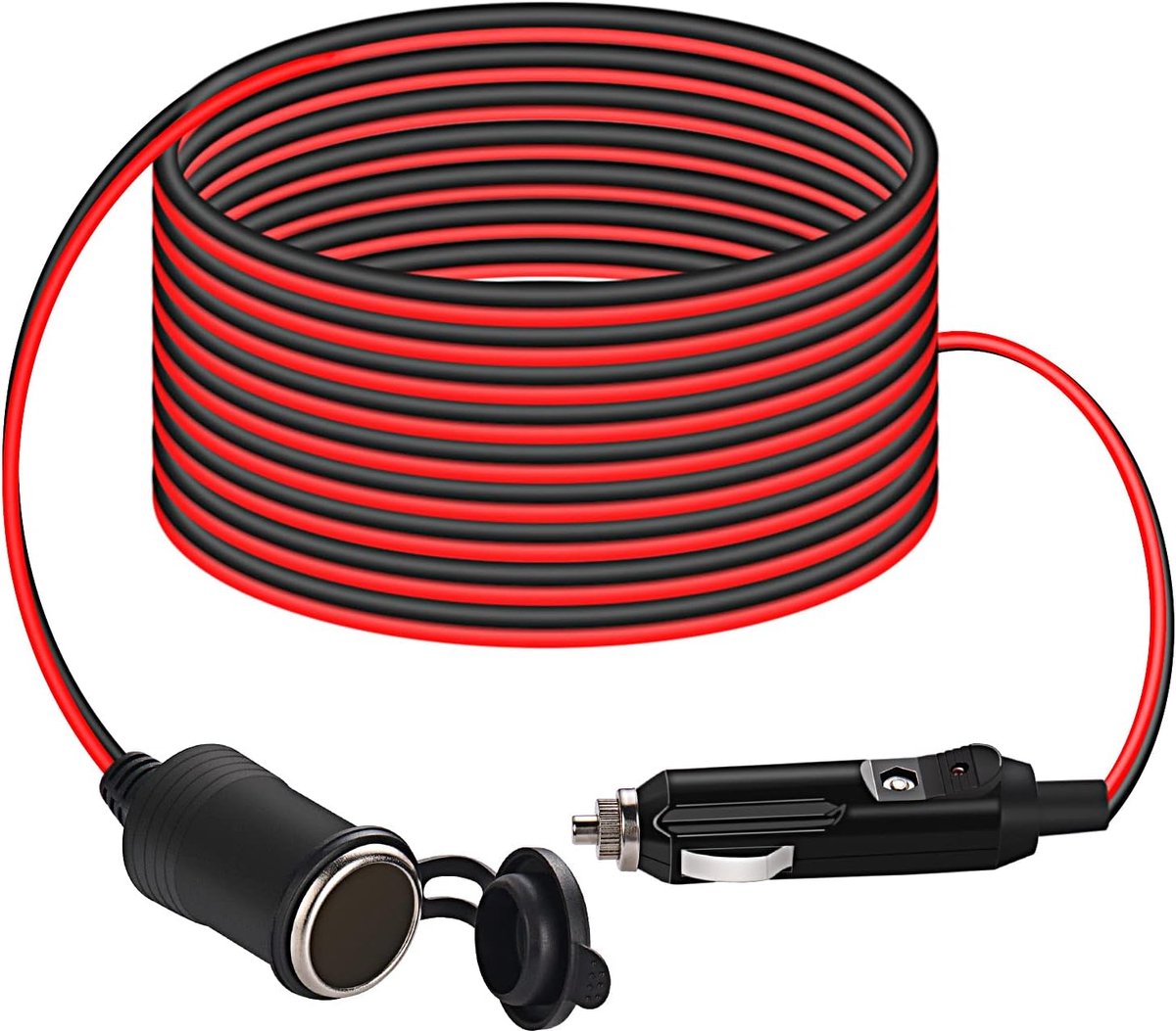 SnelShoppen - Car Cigarette Lighter Extension Kabel 4M met 15A Fuse - DC Power Wire voor 12V/24V Voertuigen - Ideaal voor Camping en Auto-accessoires