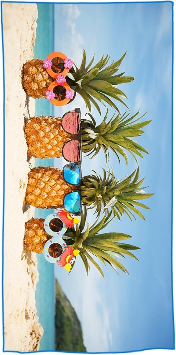 SnelShoppen - Microfibre Strandlaken, Sneldrogend Oversized Zandvrij Lichtgewicht Badlaken voor Reis, Zwembad, Yoga, 180x81cm, Ananas