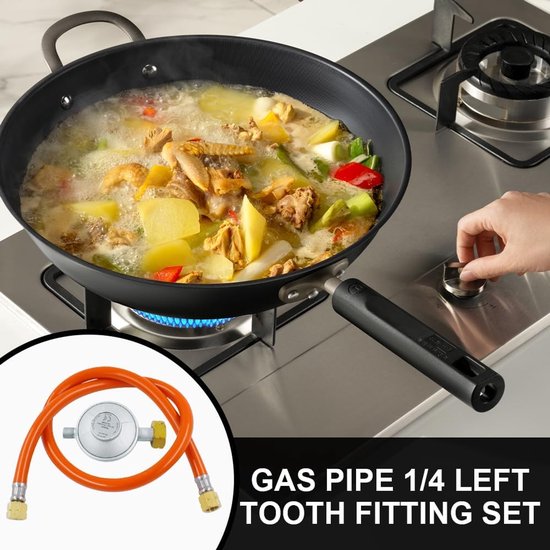 SnelShoppen - Gasdrukregelaar 50 mbar met 150 cm Gasleiding, Drukregelaar voor BBQ, Camping en Picnics, 1/4 Inch Aansluiting, Ondersteunt 1.5 kg/h van Snelshoppen — afbeelding 3