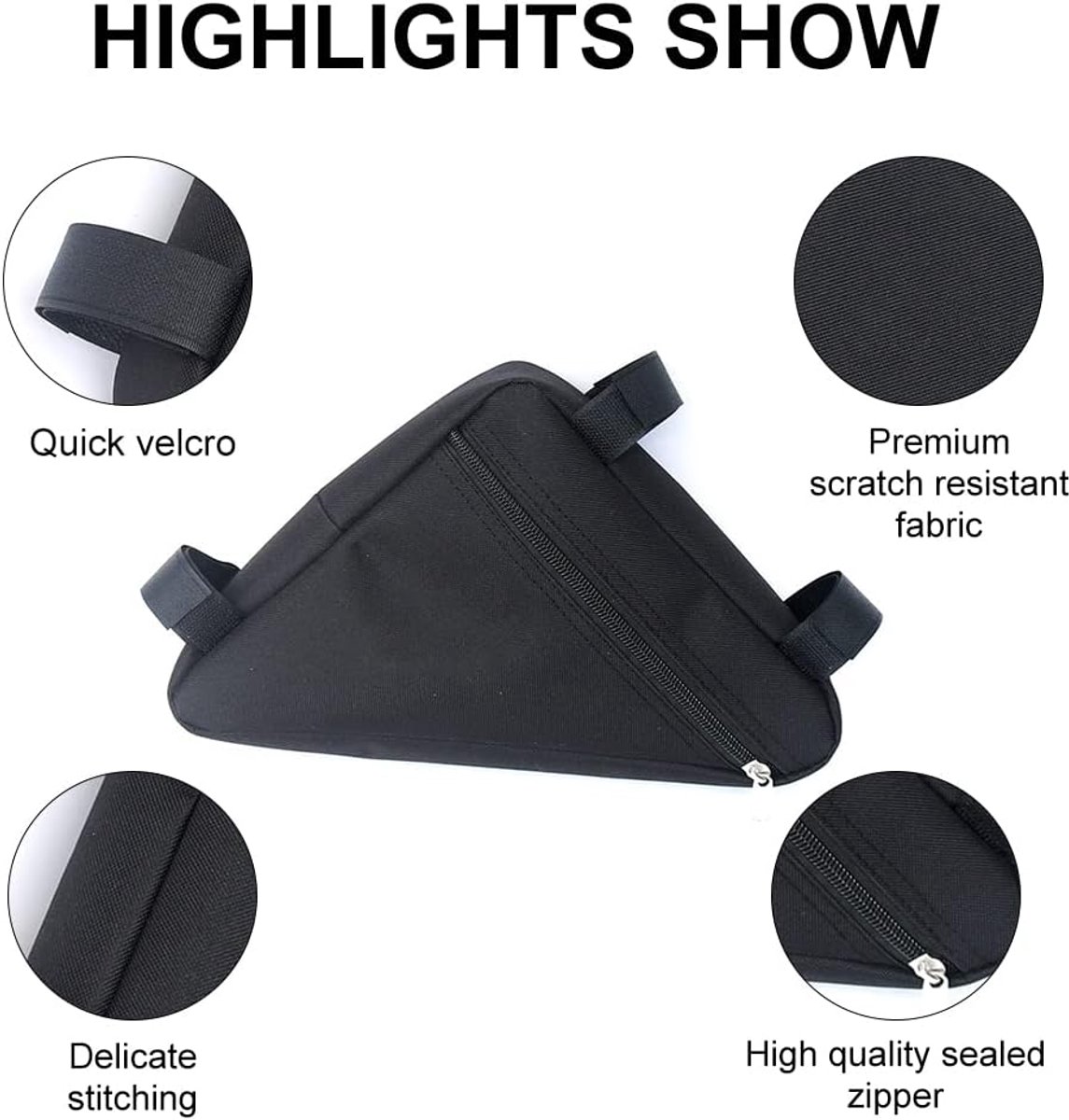 SnelShoppen - Waterproof Triangular Bicycle Bag - Fiets Frame Tas, Driehoek Tas, Gereedschap Tas, Ideaal voor Slot, Gereedschap, Regenjas - Praktisch