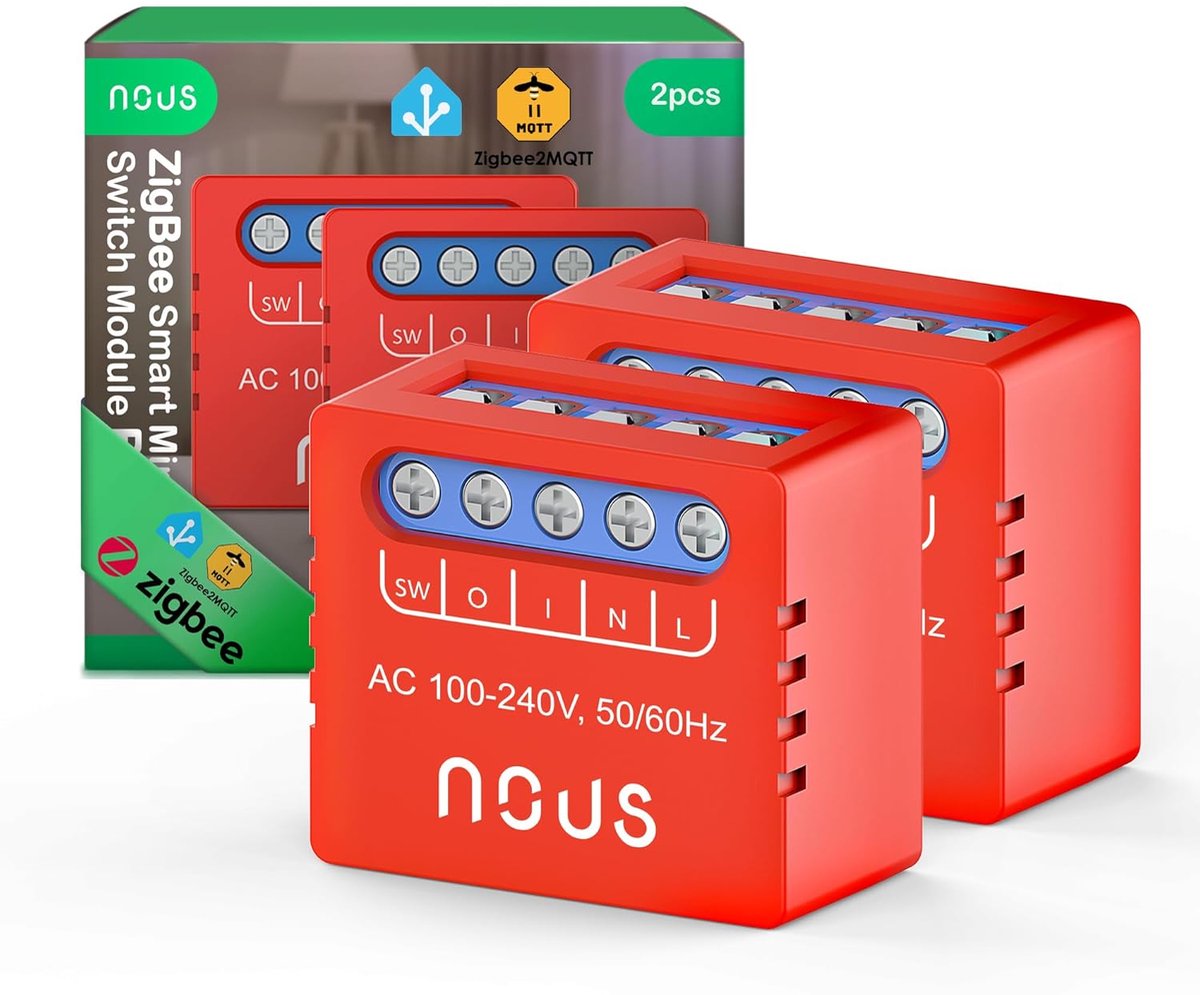 SnelShoppen - ZigBee Mini Smart Switch Module - 1-Kanaals Flush Switch - Slimme Schakelaar 100-240V 2000W - Compatibel met Alexa, Google Assistant, Sm