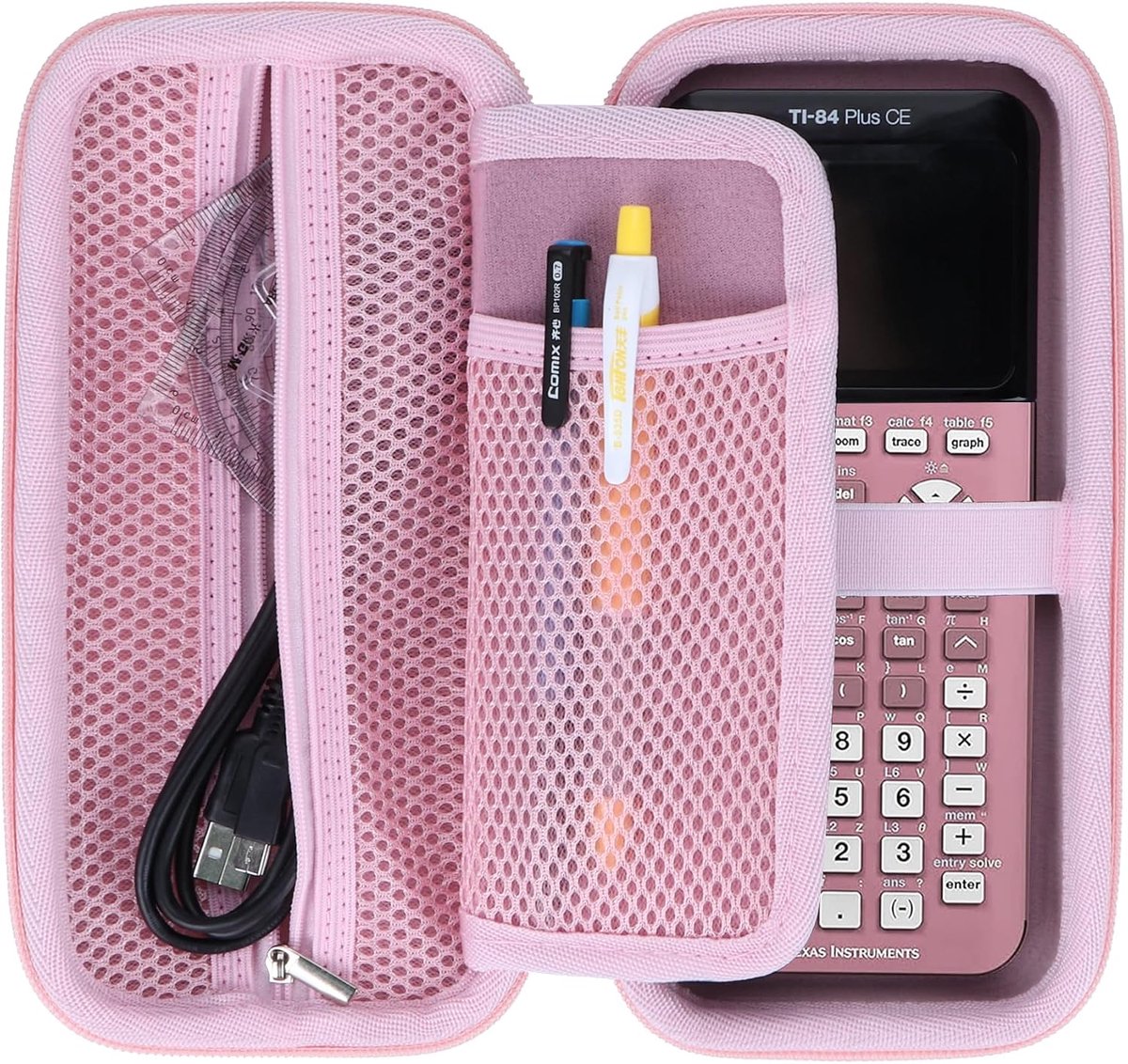 SnelShoppen - Hard Protective Case voor Grafische Rekenkamer, Geschikt voor TI-83, TI-84 Plus, TI-Nspire CX II, Schokbestendig, Inclusief Accessoireva