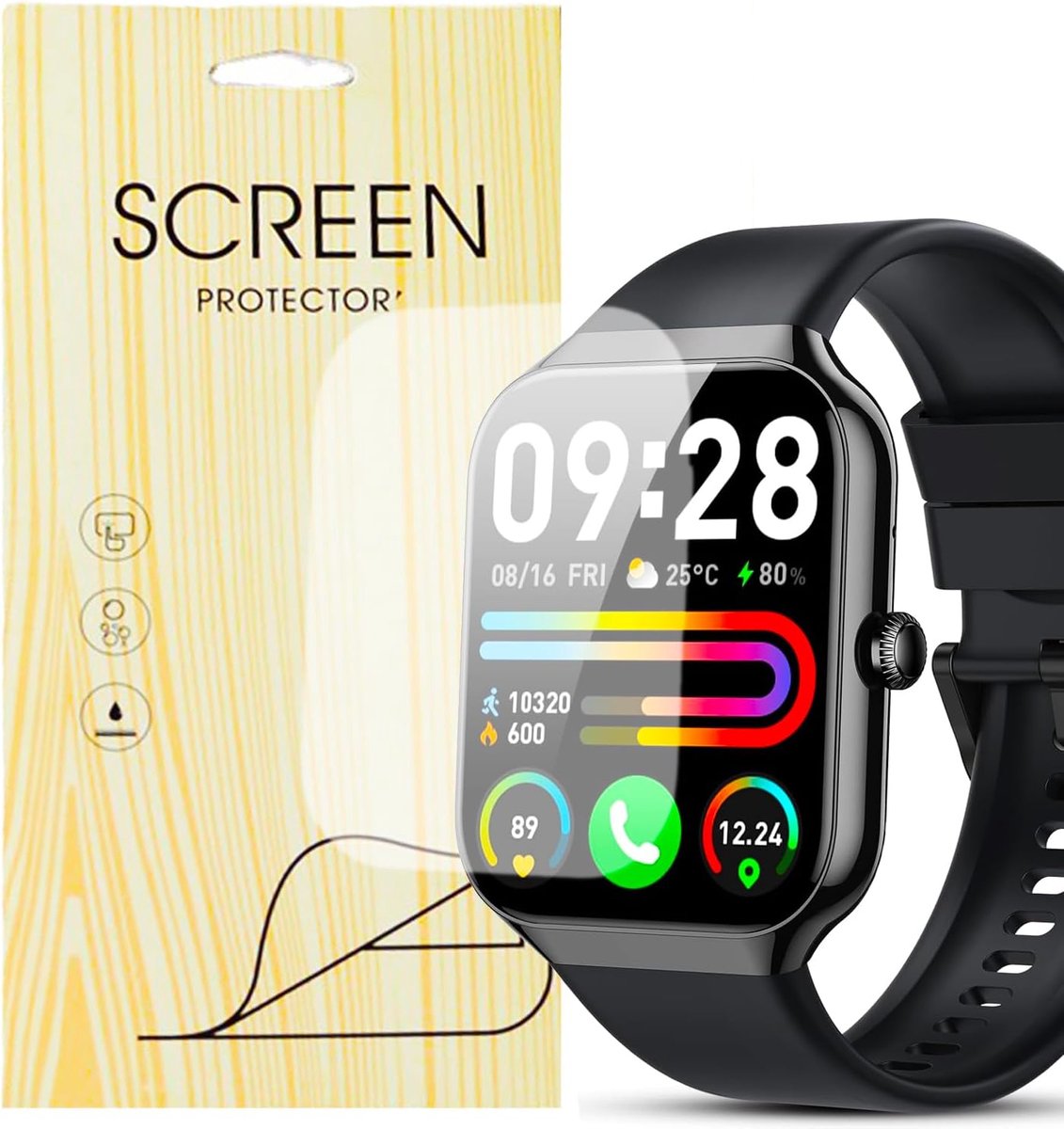 SnelShoppen - 6 Stuks Zachte Screenprotectors voor Smartwatch, Geschikt voor 4,96 cm (1,96 inch) Motast P99, HD Bescherming, Ideaal voor Heren en Dame