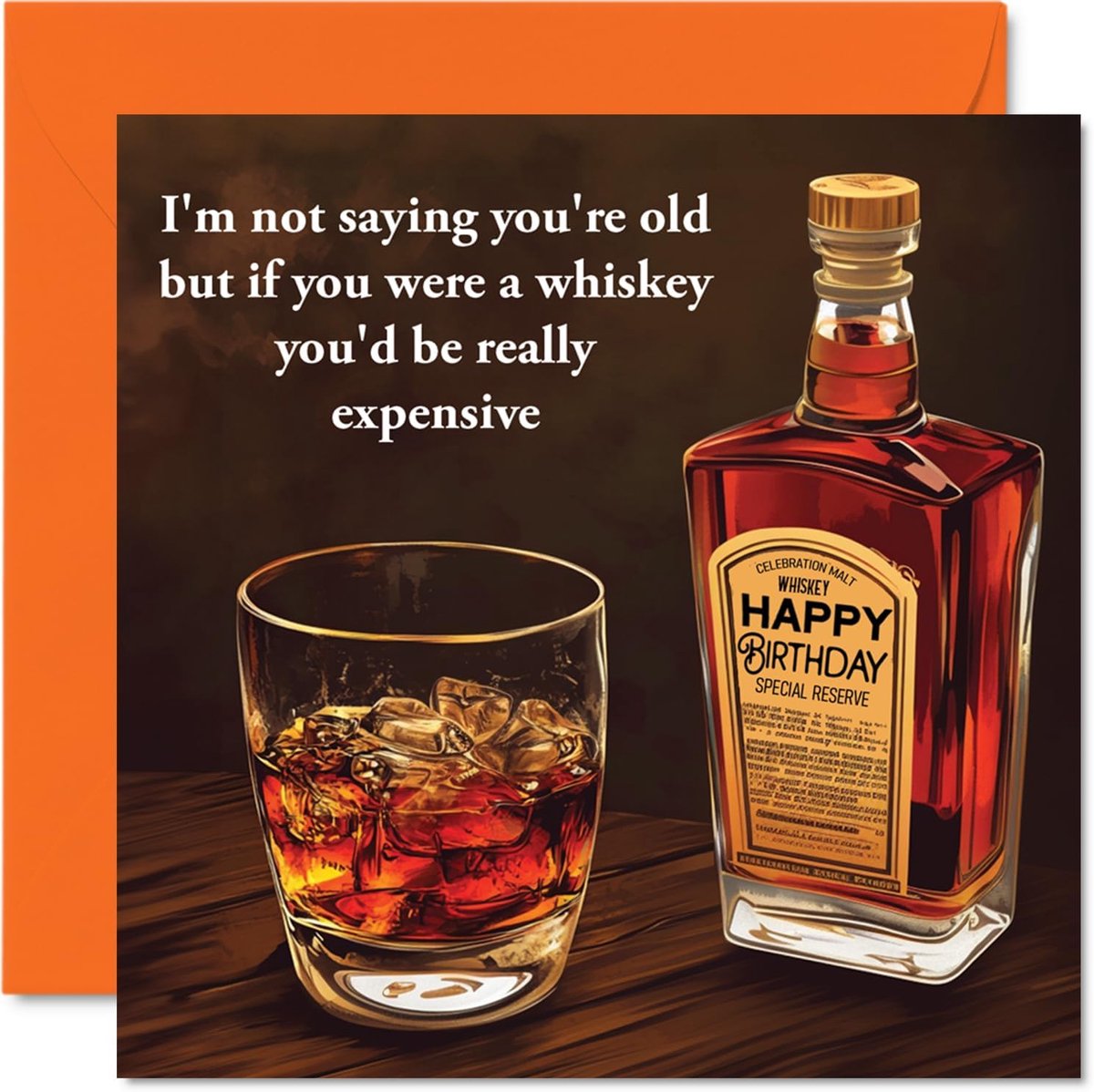 SnelShoppen - Grappige Verjaardagskaart voor Mannen - Vintage Whisky - Rude Humor Kaart voor Vader, Echtgenoot, Oom, Broer, Schoonzoon, Grootvader - 1