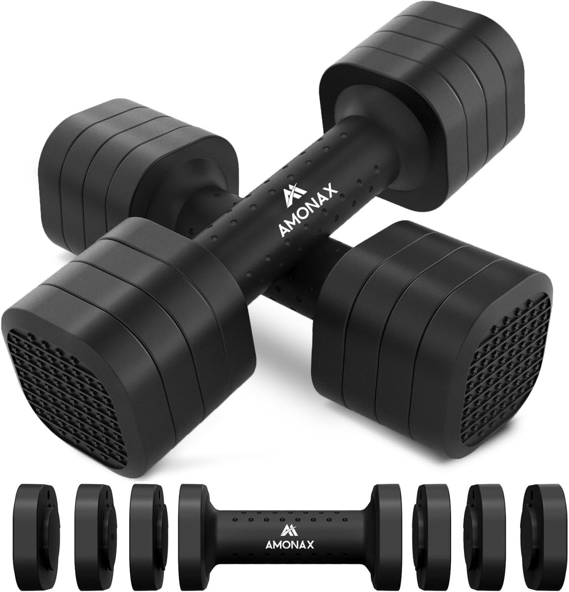 SnelShoppen - Verstelbare Dumbbell Set 1kg/1.5kg/2kg/2.5kg - 4-in-1 Gewichten voor Thuis Gym, Ideaal voor Krachttraining voor Mannen en Vrouwen, Handg
