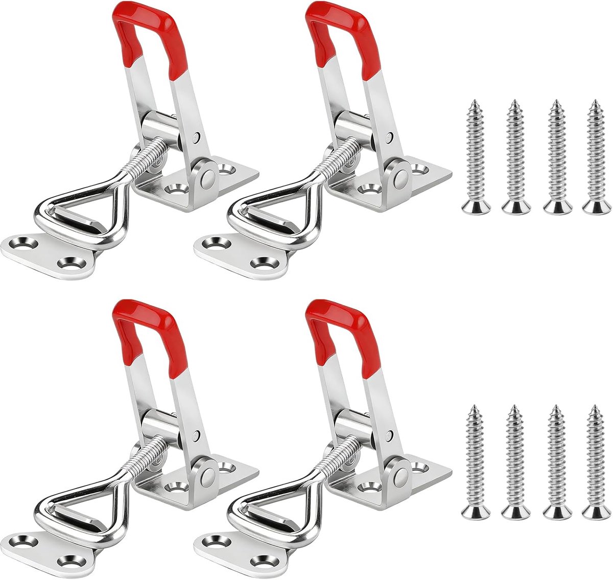 SnelShoppen - 4pcs Toggle Clasp + 8pcs Schroeven, Duurzame Hoekbevestiging voor Deuren, Tension Clasp met Hoge Laadcapaciteit, Roestvrij en Verstelbaa