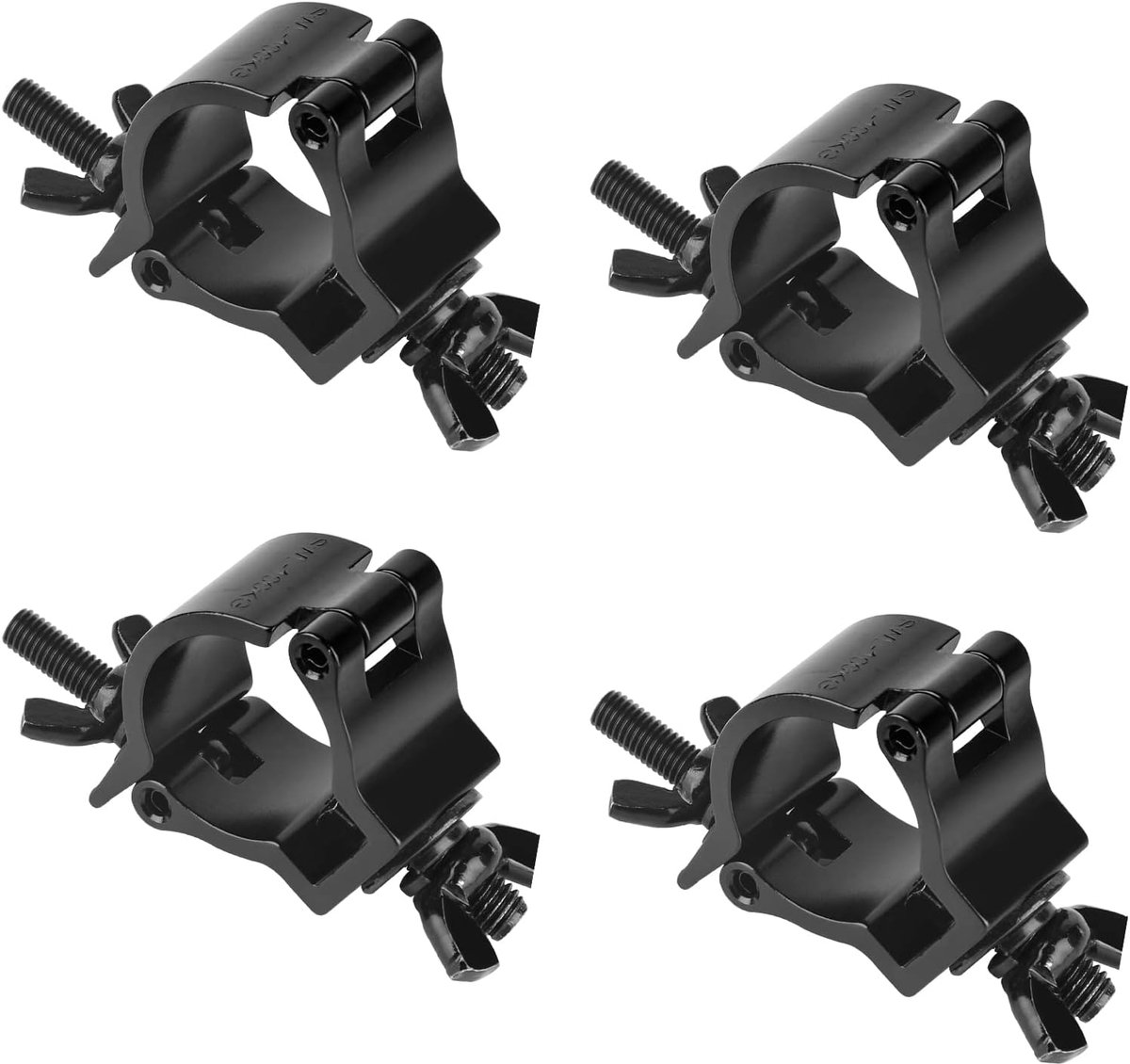 SnelShoppen - Quick Closure Stage Lighting Clamps - 4 Stuks Aluminium Traversenklemmen - 40mm Haak Klemmen - TÜV-getest - 100 kg Laadvermogen - Zwart