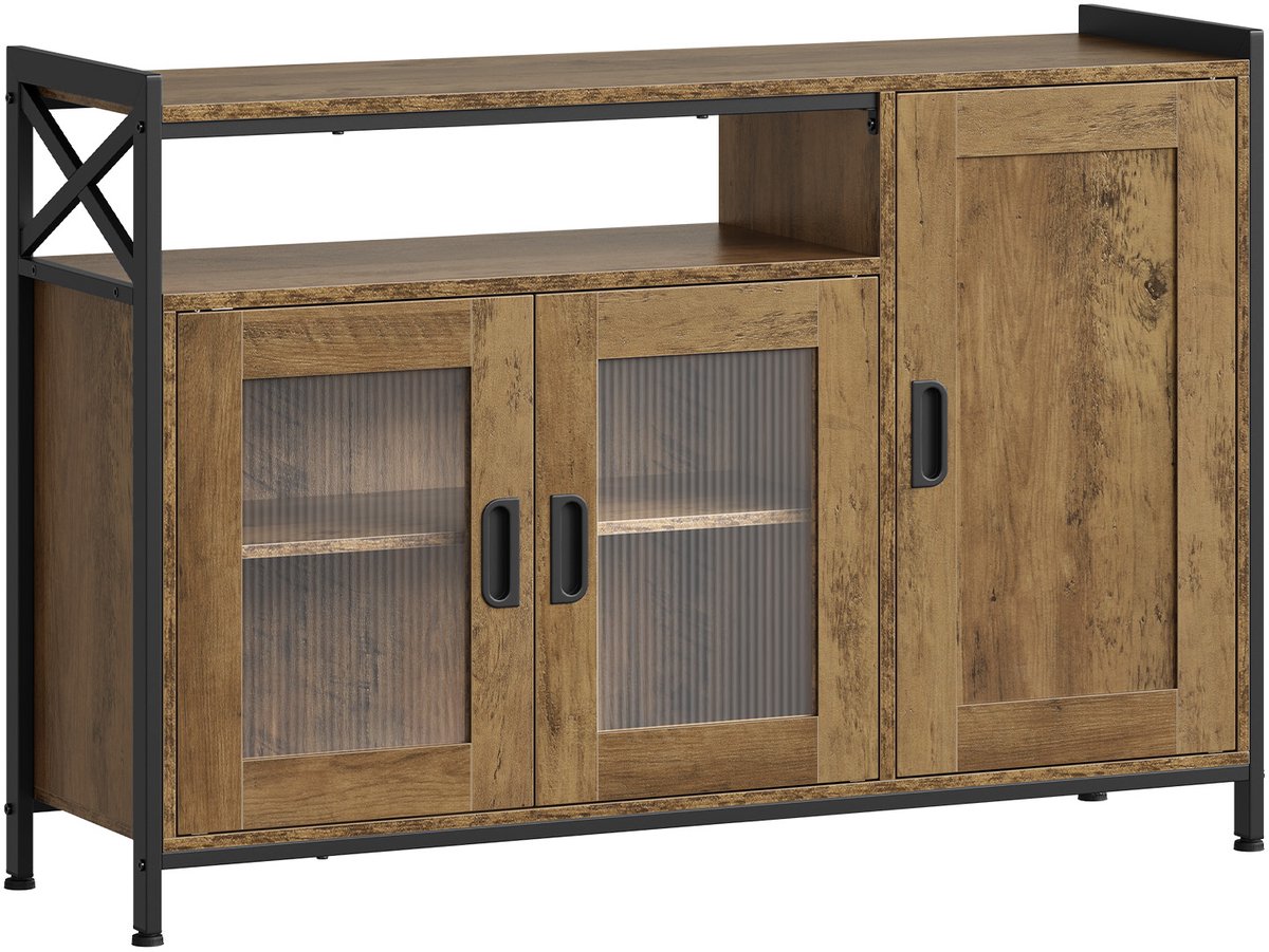 M-Goods Dressoir Industrieel - Buffetkast met Deuren - Keukenkast 110 cm - Verstelbare Planken - 80 kg Draagvermogen