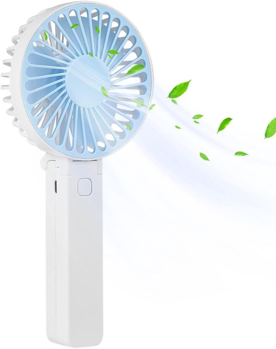 Opvouwbare Ventilator - Handventilator Reisventilator - Koelte Onderweg - 180 Graden Opvouwbaar - Compact Ontwerp - Blauw