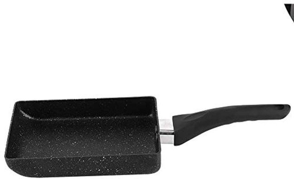 Tamagoyaki Japanse omeletpan, rechthoekige antiaanbakpan, plastic handvat, omelet voor thuiskeuken (zwart)